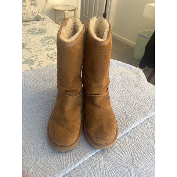 UGG Women 8 Koola Tall Boot Suede Shearling Lined Tan Brown Pull On Warm Soft - Picture 3 of 6